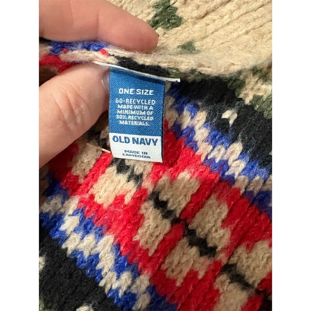 Old Navy Fair Isle Nordic Chunky Knit Scarf Unisex One Size Multicolor - Picture 3 of 4